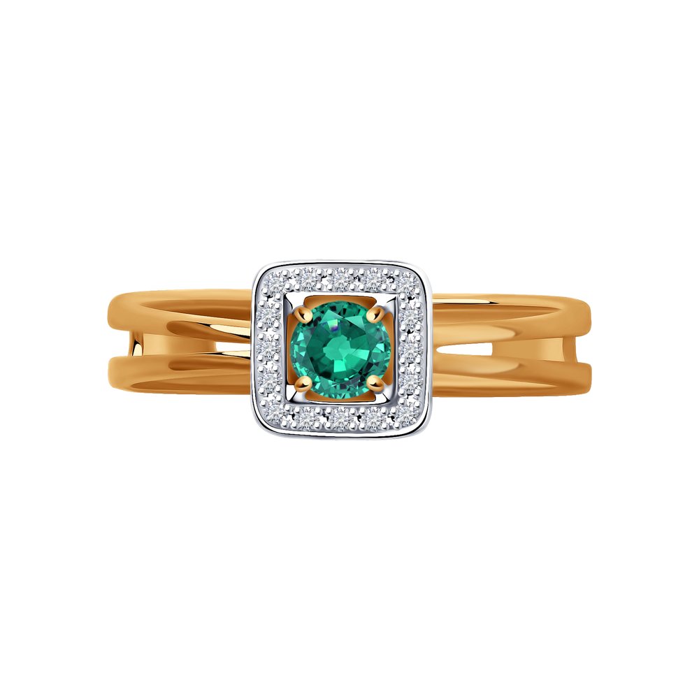 Inel din Aur Roz 14K cu Diamante si Smarald , articol 3010553, previzualizare foto 3