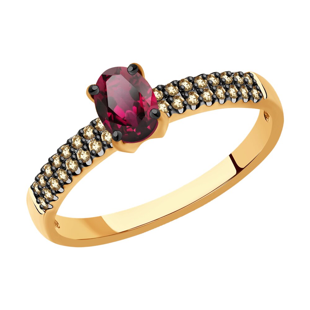 Inel din Aur Roz 14K cu Rubin si Diamante, articol 4010684, previzualizare foto 1