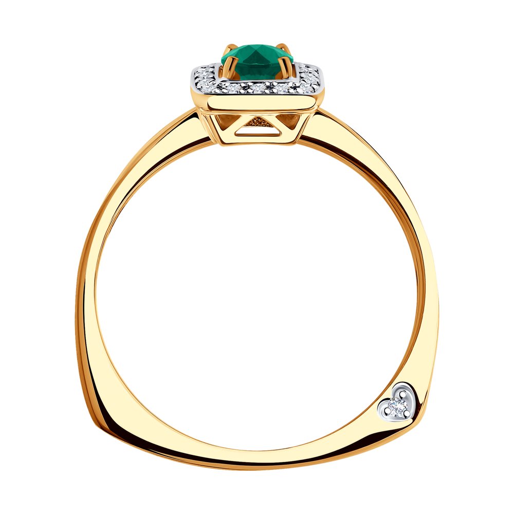 Inel din Aur Roz 14K cu Diamante si Smarald , articol 3010553, previzualizare foto 2
