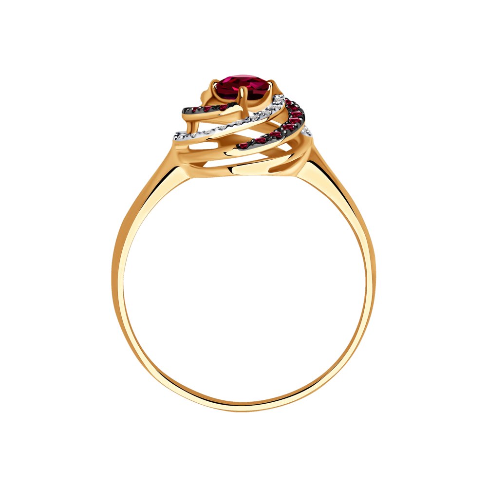Inel din Aur Roz 14K cu Diamante si Rubin , articol 4010622, previzualizare foto 3