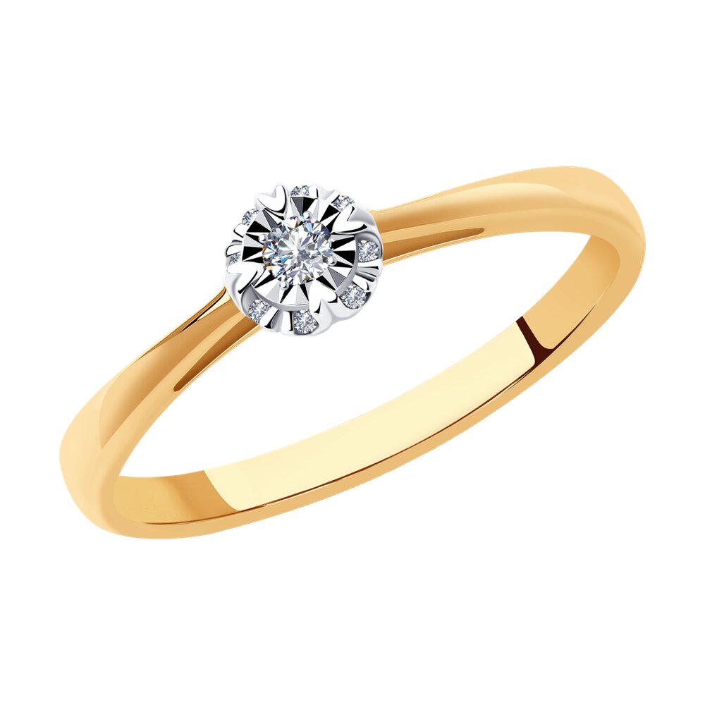 Inel din Aur Roz 14K cu Diamant, articol 1011760, previzualizare foto 1