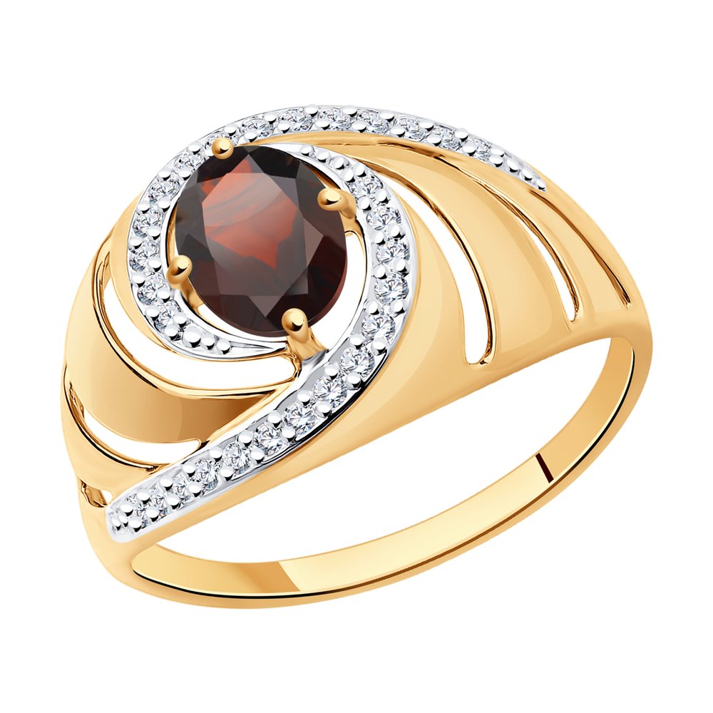 Inel din Aur Roz 14K cu Granat si Zirconiu, articol 714495, previzualizare foto 1