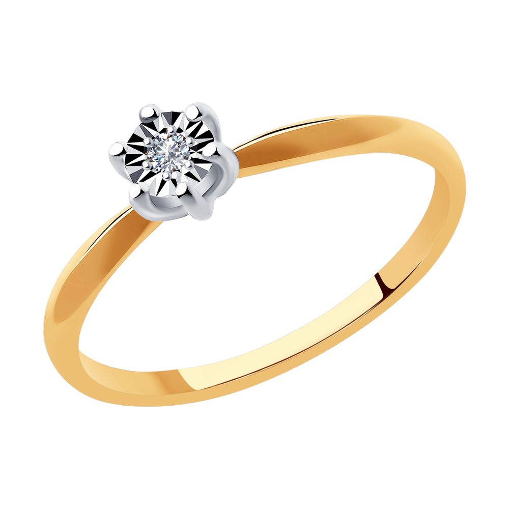Inel din Aur Roz 14K cu Diamant, articol 1011940, previzualizare foto 1