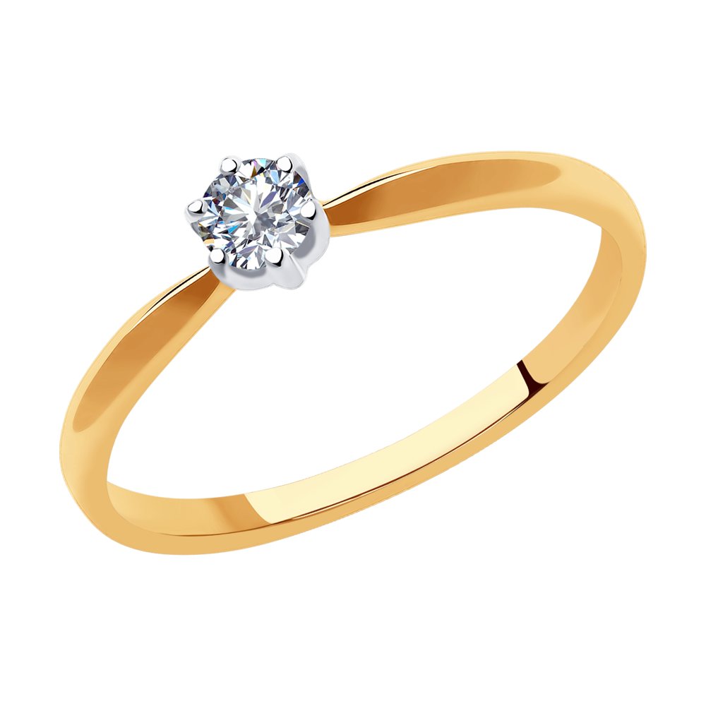 Inel din Aur Roz 14K cu Diamante, articol 1011919, previzualizare foto 1