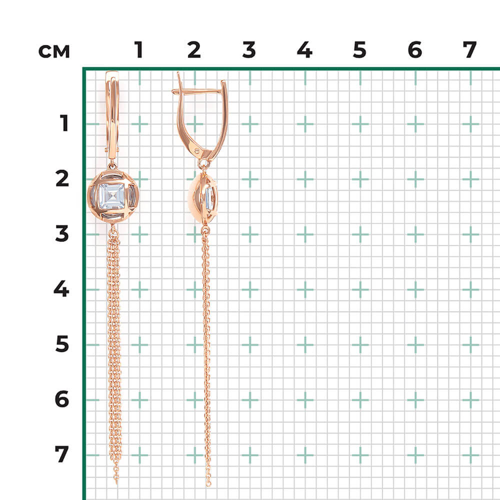 Cercei Aur Roz 14K cu Topaz, articol 02-4505-00-201-1110-46 №19 36, previzualizare foto 2