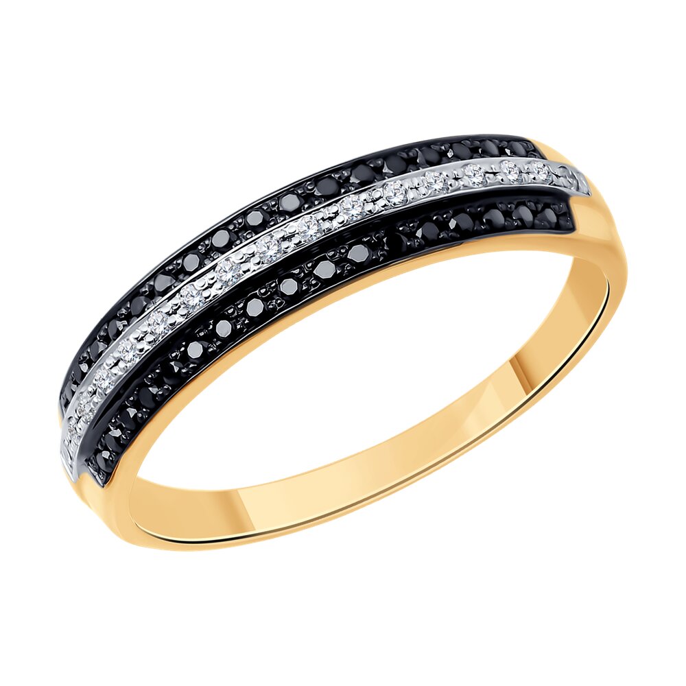 Inel din Aur Roz 14K cu Diamante Negre si Incolore, articol 7010041, previzualizare foto 1