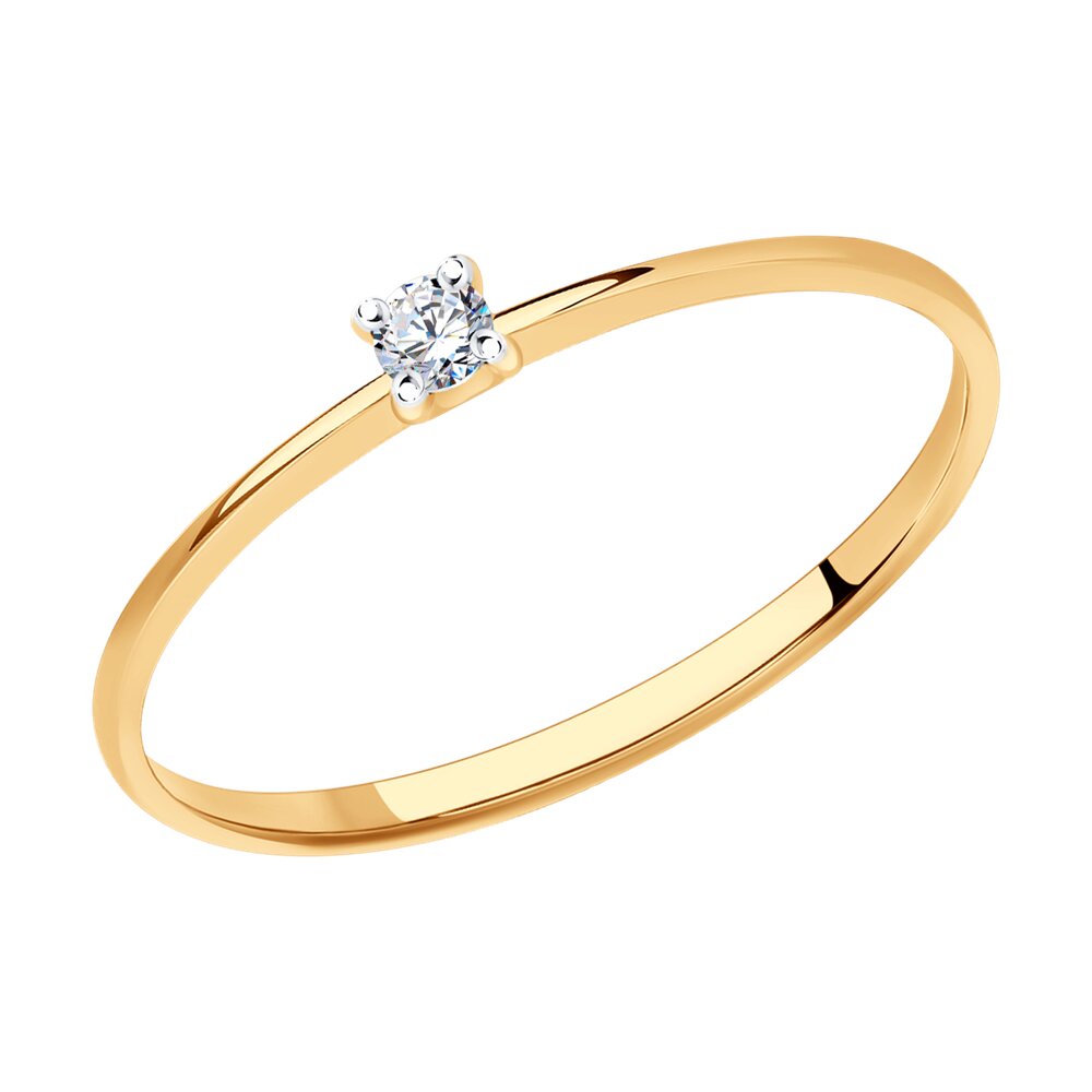 Inel din Aur Roz 14K cu Diamant, articol 1012252, previzualizare foto 1