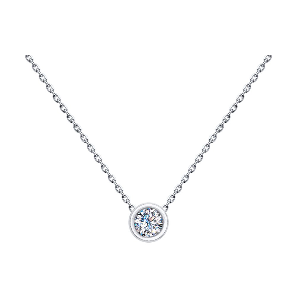 Colier din Aur Alb 14K cu Diamant, articol 1070178-3, previzualizare foto 1