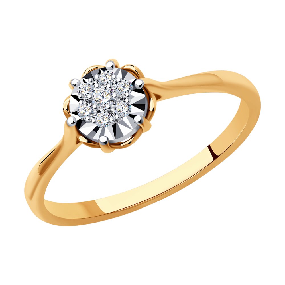 Inel din Aur Roz 14K cu Diamante, articol 1012159, previzualizare foto 1