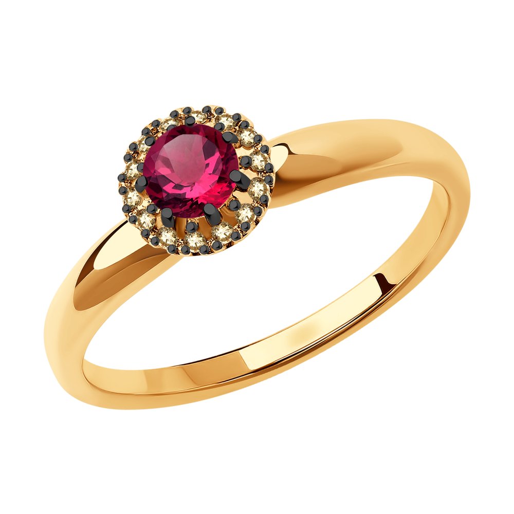 Inel din Aur Roz 14K cu Rubin si Diamante, articol 4010665, previzualizare foto 1