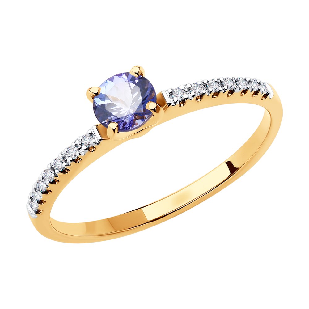 Inel din Aur Roz 14K cu Diamante si Tanzanit, articol 6014180, previzualizare foto 1