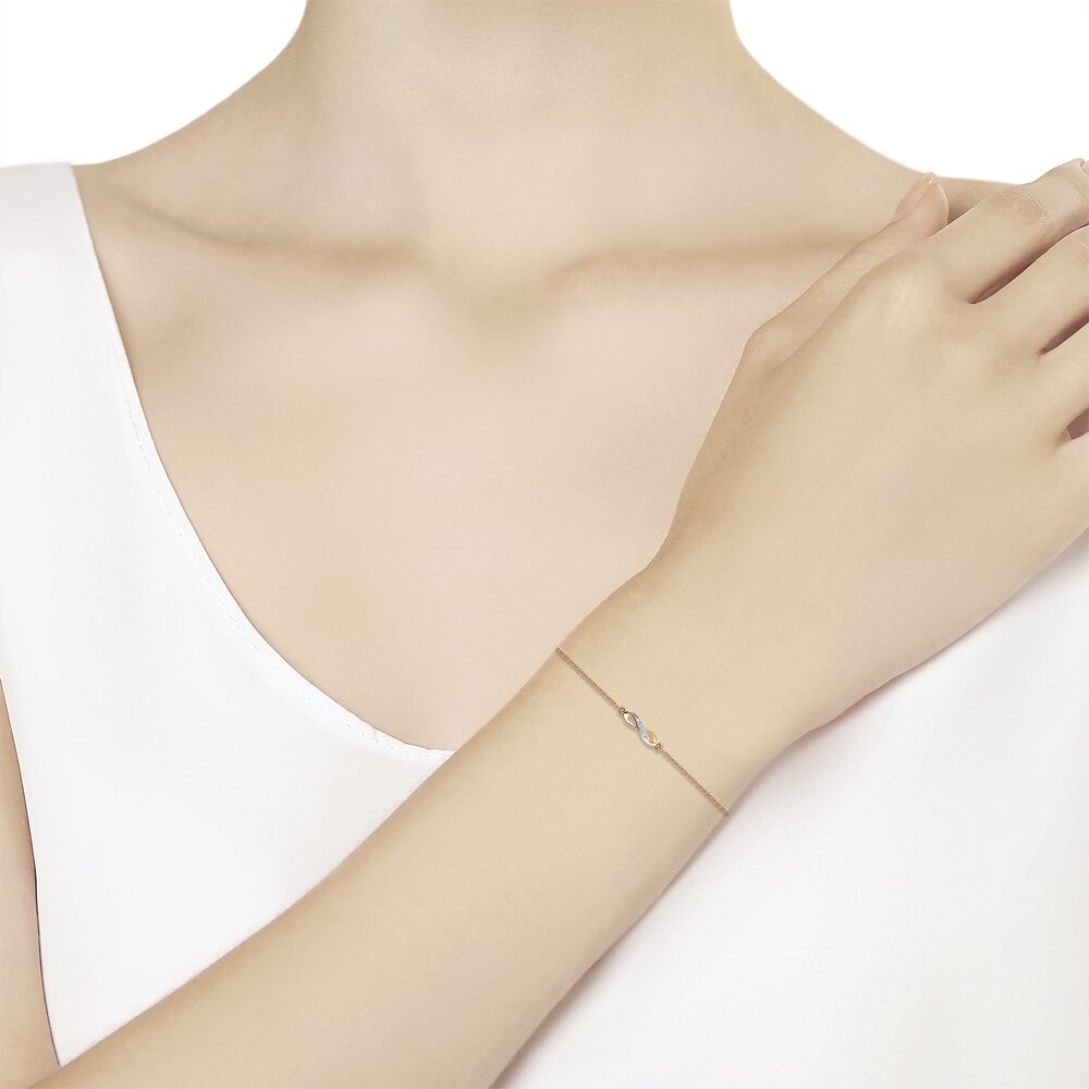 Bratara din Aur Roz 14K cu Diamante ”Infinit”, articol 1050136, previzualizare foto 2