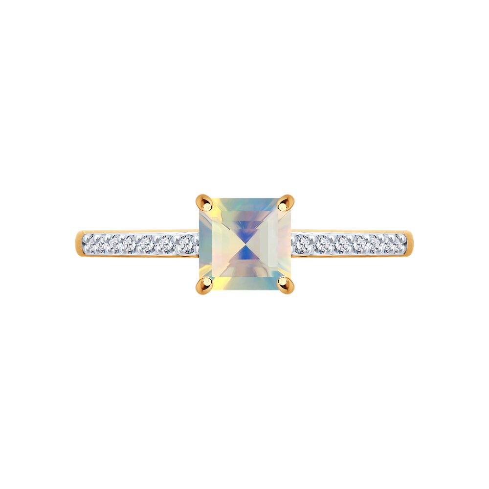 Inel din Aur Roz 14K cu Opal natural si Zirconiu, articol 716764, previzualizare foto 2