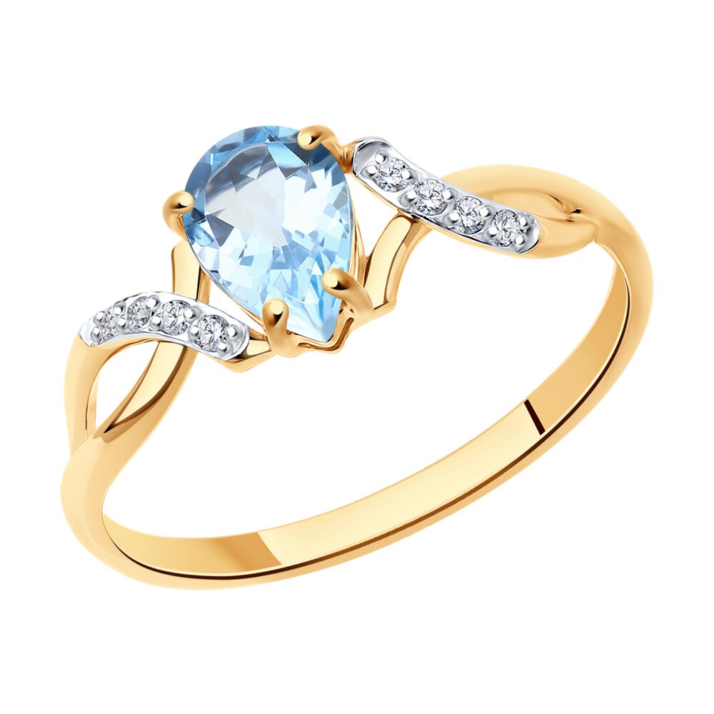 Inel din Aur Roz 14K cu Topaz si Zirconiu, articol 716748, previzualizare foto 1