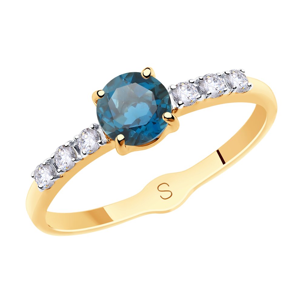 Inel din Aur Roz 14K cu Topaz London si Zirconiu, articol 715547, previzualizare foto 1