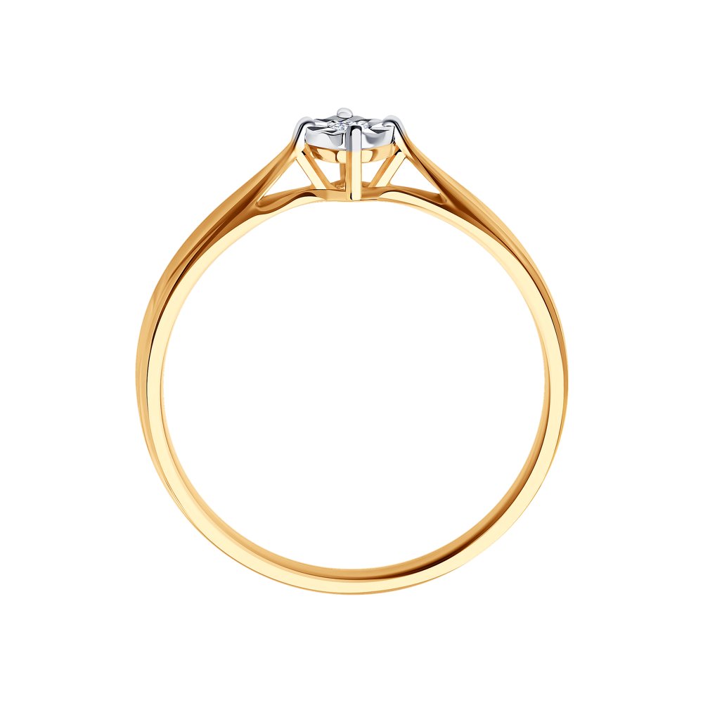 Inel de Logodna din Aur Combinat cu Diamant, articol 1011492, previzualizare foto 2