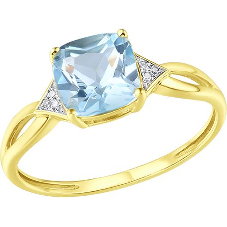Inel din Aur Roz 14K cu Diamante si Topaz, articol 71-90012-7, previzualizare foto 1