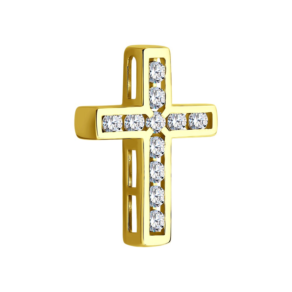Pandantiv Cruce din Aur Galben 14K cu Diamante , articol 1030829-2, previzualizare foto 2