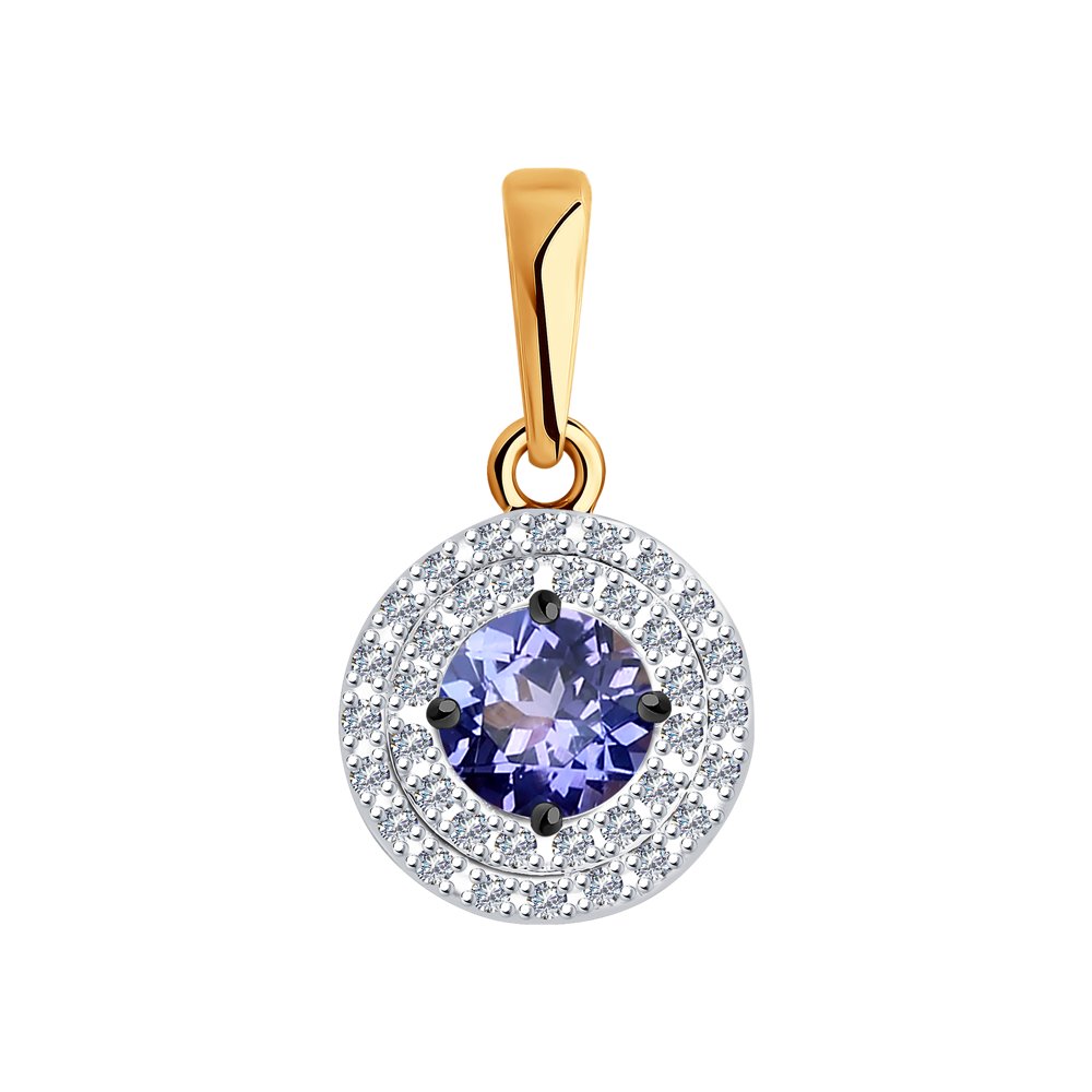 Pandantiv din Aur Roz 14K cu Diamante si Tanzanit, articol 6034054, previzualizare foto 1