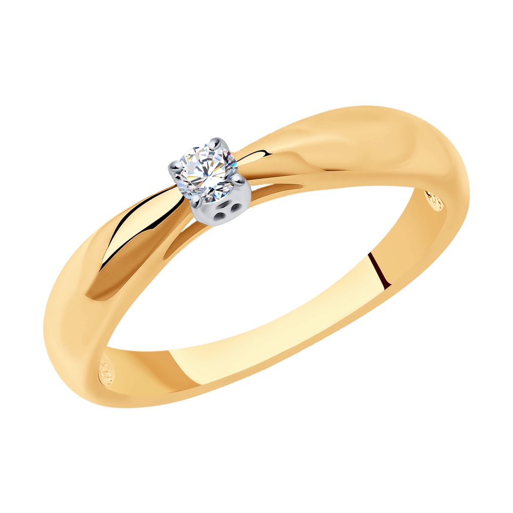 Inel din Aur Roz 14K cu Diamant, articol 1011441, previzualizare foto 1