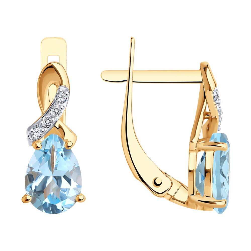 Cercei din Aur Roz 14K cu Topaz si Zirconiu, articol 728097, previzualizare foto 1