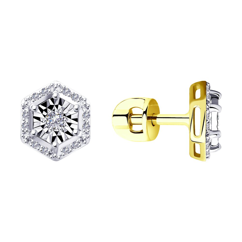 Cercei din Aur Galben 14K cu Diamante, articol 1021415-2, previzualizare foto 1