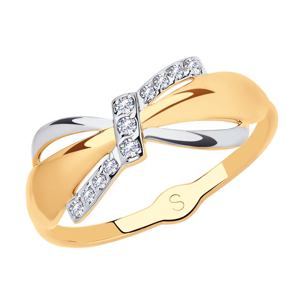 Inel din Aur Roz 14k cu Zirconiu, articol 018059, previzualizare foto 1