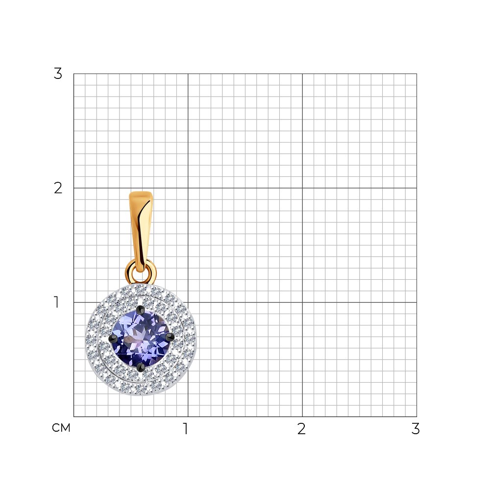 Pandantiv din Aur Roz 14K cu Diamante si Tanzanit, articol 6034054, previzualizare foto 2