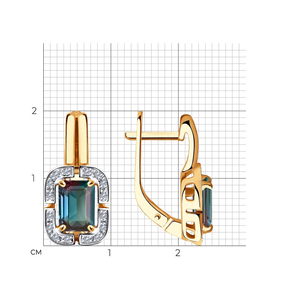 Cercei din Aur Roz 14K cu Diamante si Alexandrit hidr., articol 6024212, previzualizare foto 2