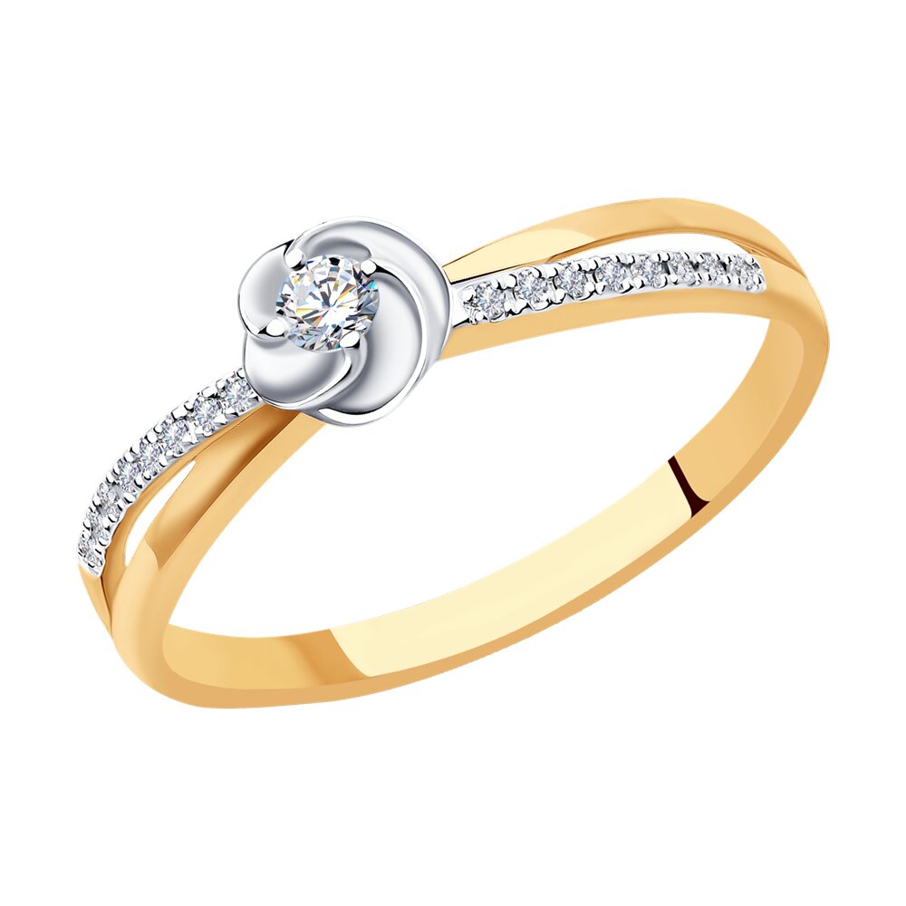 Inel din Aur Roz 14K cu Diamante, articol 1011444, previzualizare foto 1