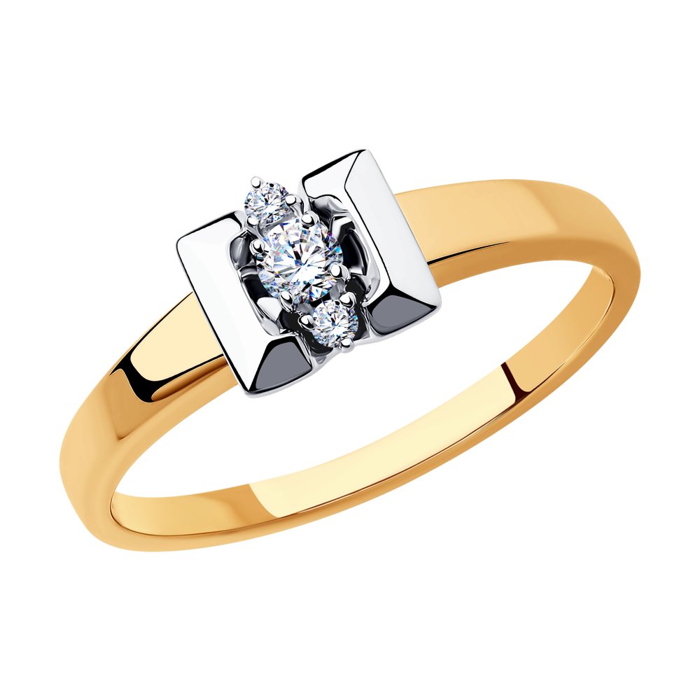 Inel din Aur Roz 14K cu Diamante, articol 1011459, previzualizare foto 1