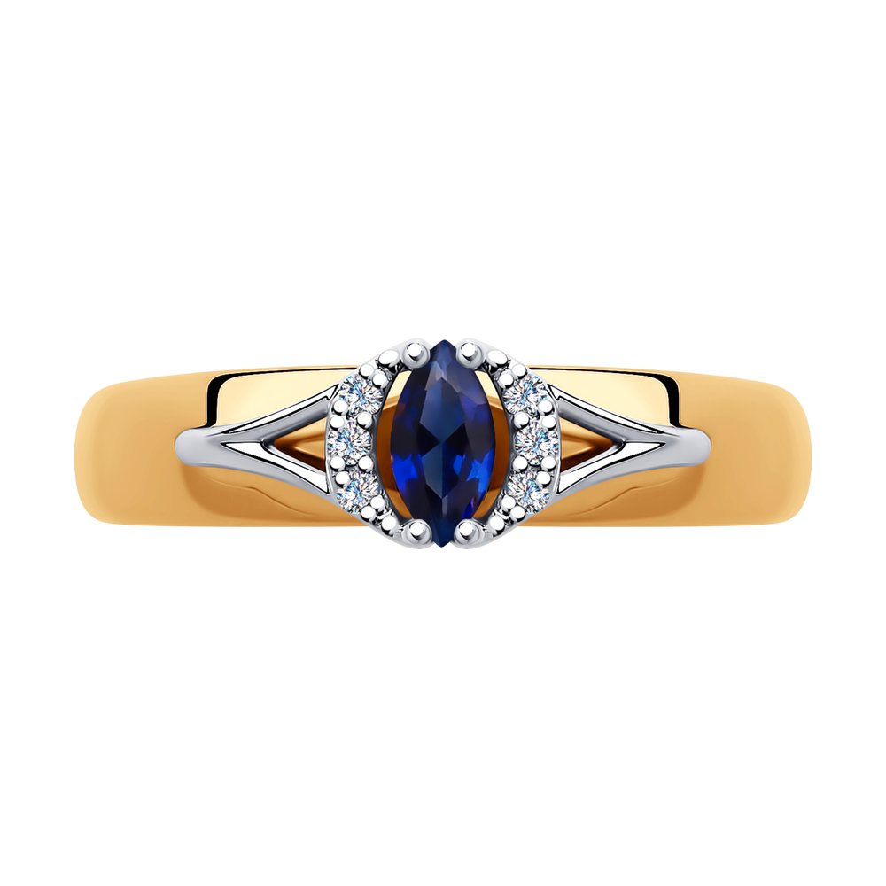 Inel din Aur Roz 14K cu Diamante si Safir, articol 2010982, previzualizare foto 2