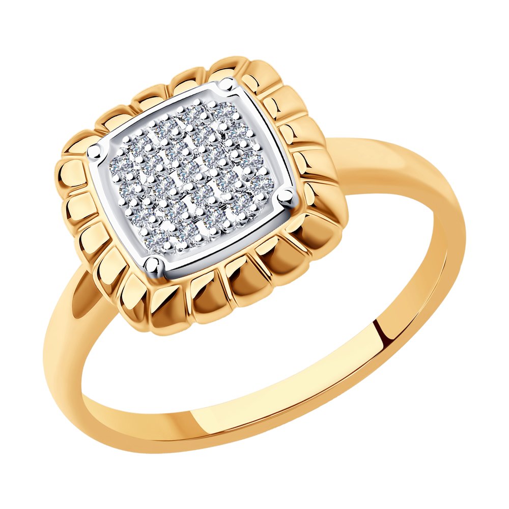 Inel din Aur Roz 14K cu Diamante, articol 1012126, previzualizare foto 1