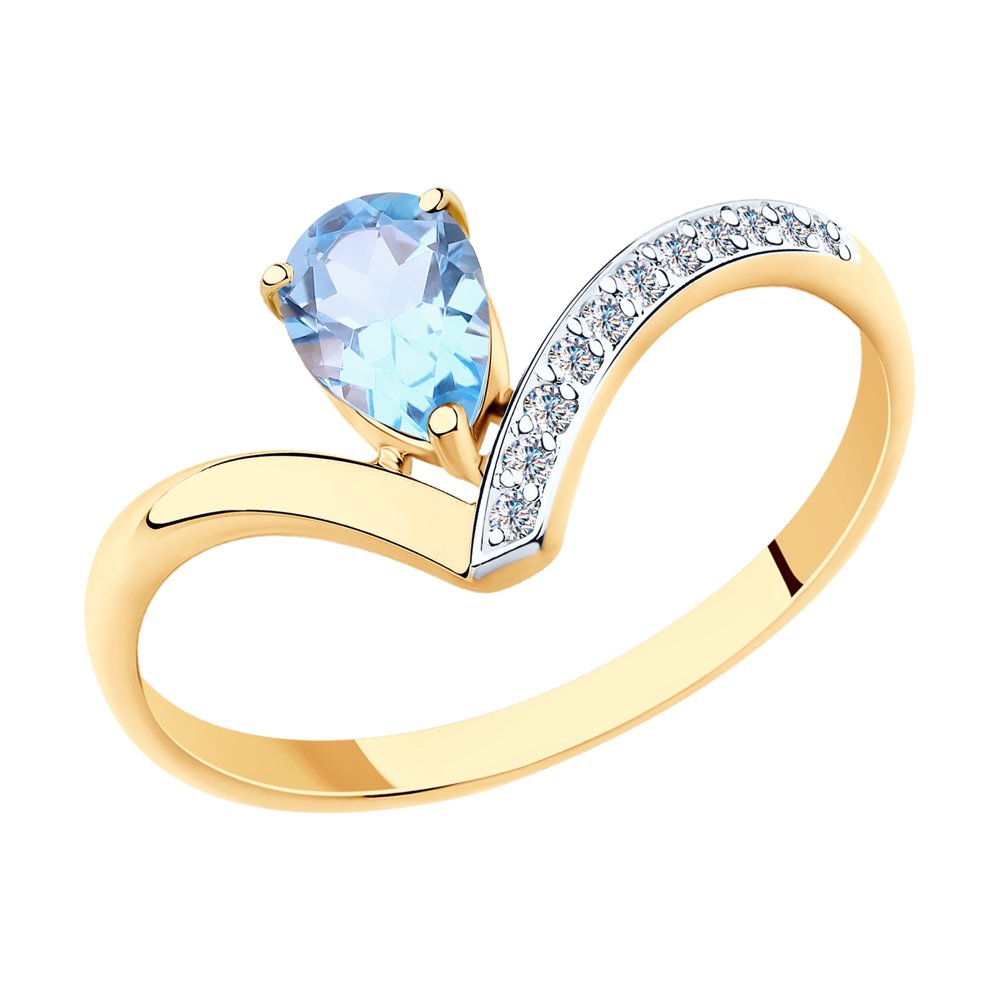 Inel din Aur Roz 14K cu Topaz si Zirconiu, articol 715663, previzualizare foto 1