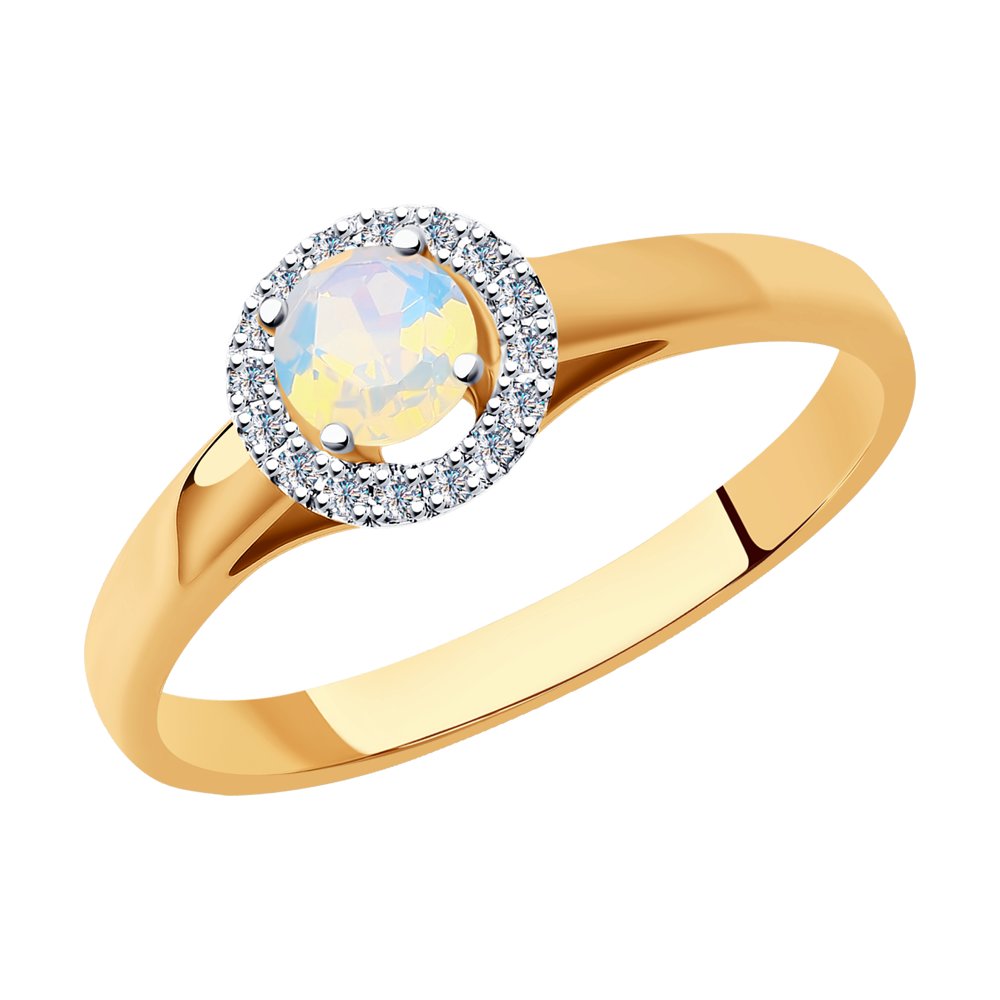 Inel din Aur Roz 14K cu Opal si Diamante, articol 6014164, previzualizare foto 1