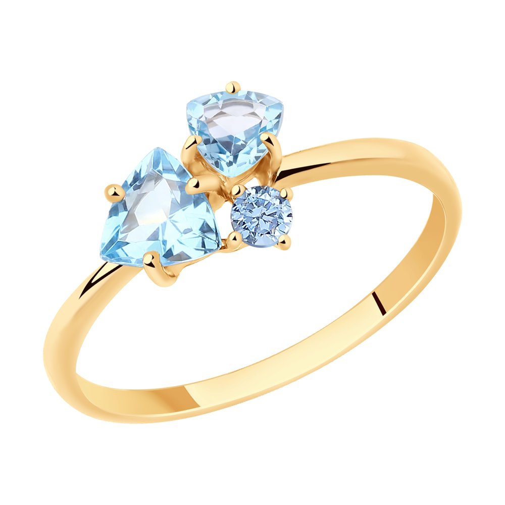 Inel din Aur Roz 14K cu Topaz si Zirconiu, articol 716429, previzualizare foto 1