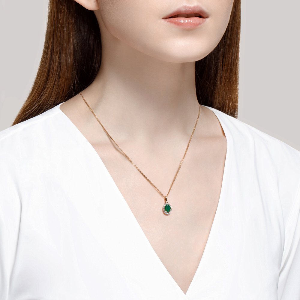 Pandantiv din Aur Roz 14k cu Agat Verde si Zirconiu, articol 731868, previzualizare foto 4