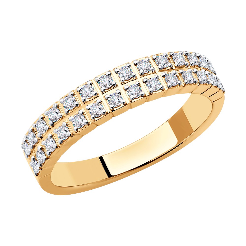Inel din Aur Roz 14K cu Diamante, articol 1012078, previzualizare foto 1