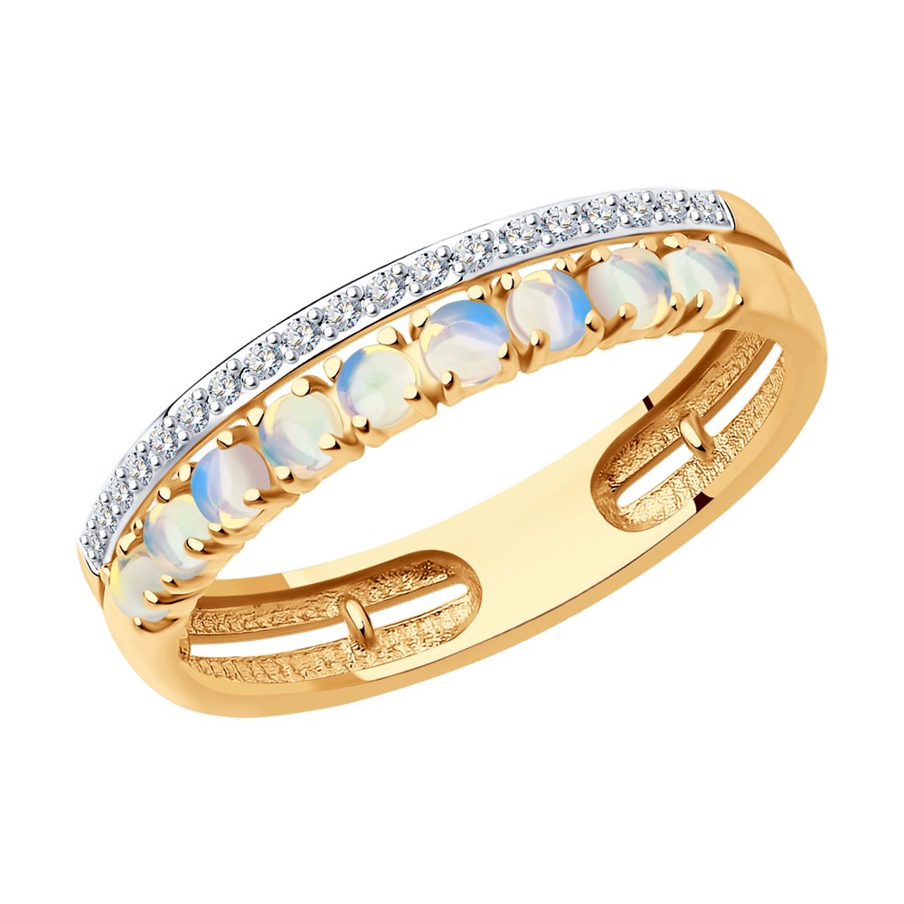 Inel din Aur Roz 14K cu Diamante si Opal, articol 6014197, previzualizare foto 1