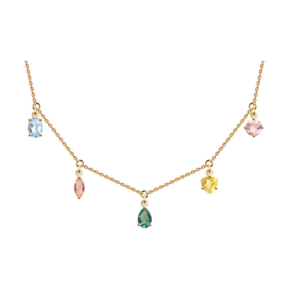 Colier din Aur Roz 14K cu Topaz, Citrin, Curat si Sital , articol 770236, previzualizare foto 1