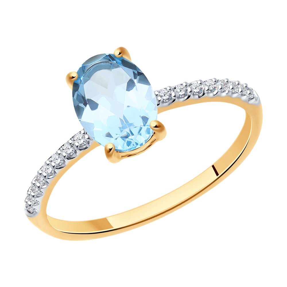 Inel din Aur Roz 14K cu Topaz si Zirconiu , articol 716717, previzualizare foto 1