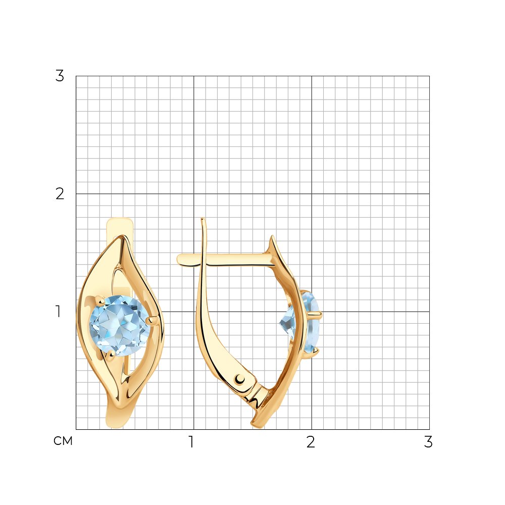 Cercei din Aur Roz 14k cu Topaz, articol 727496, previzualizare foto 2