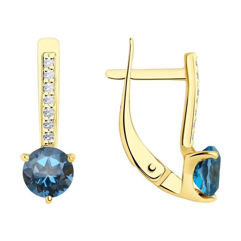 Cercei din Aur Galben 14K cu Topaz si Zirconiu, articol 727968-2, previzualizare foto 1