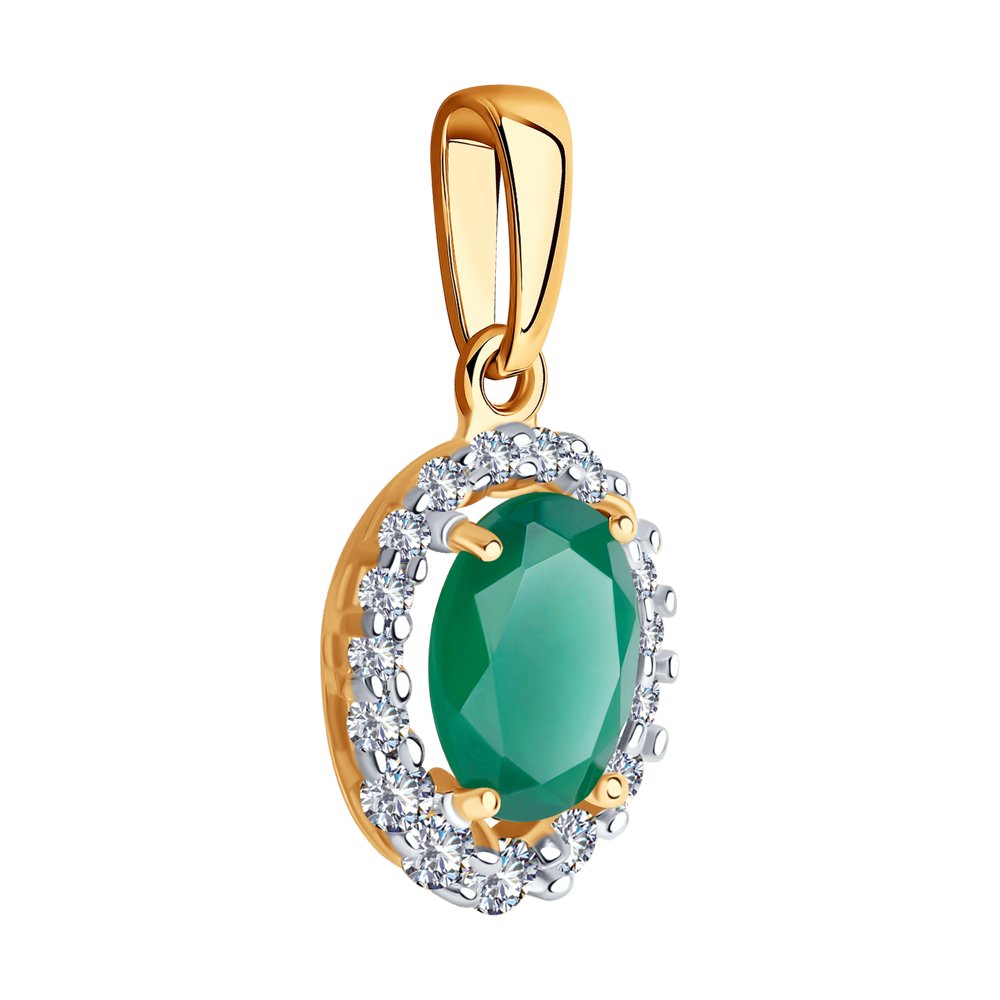 Pandantiv din Aur Roz 14k cu Agat Verde si Zirconiu, articol 731868, previzualizare foto 2
