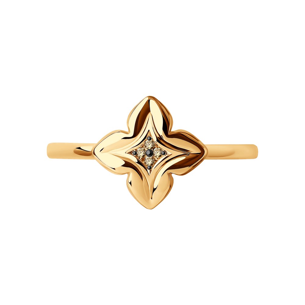 Inel din Aur Roz 14K cu Diamant, articol 1012111, previzualizare foto 3