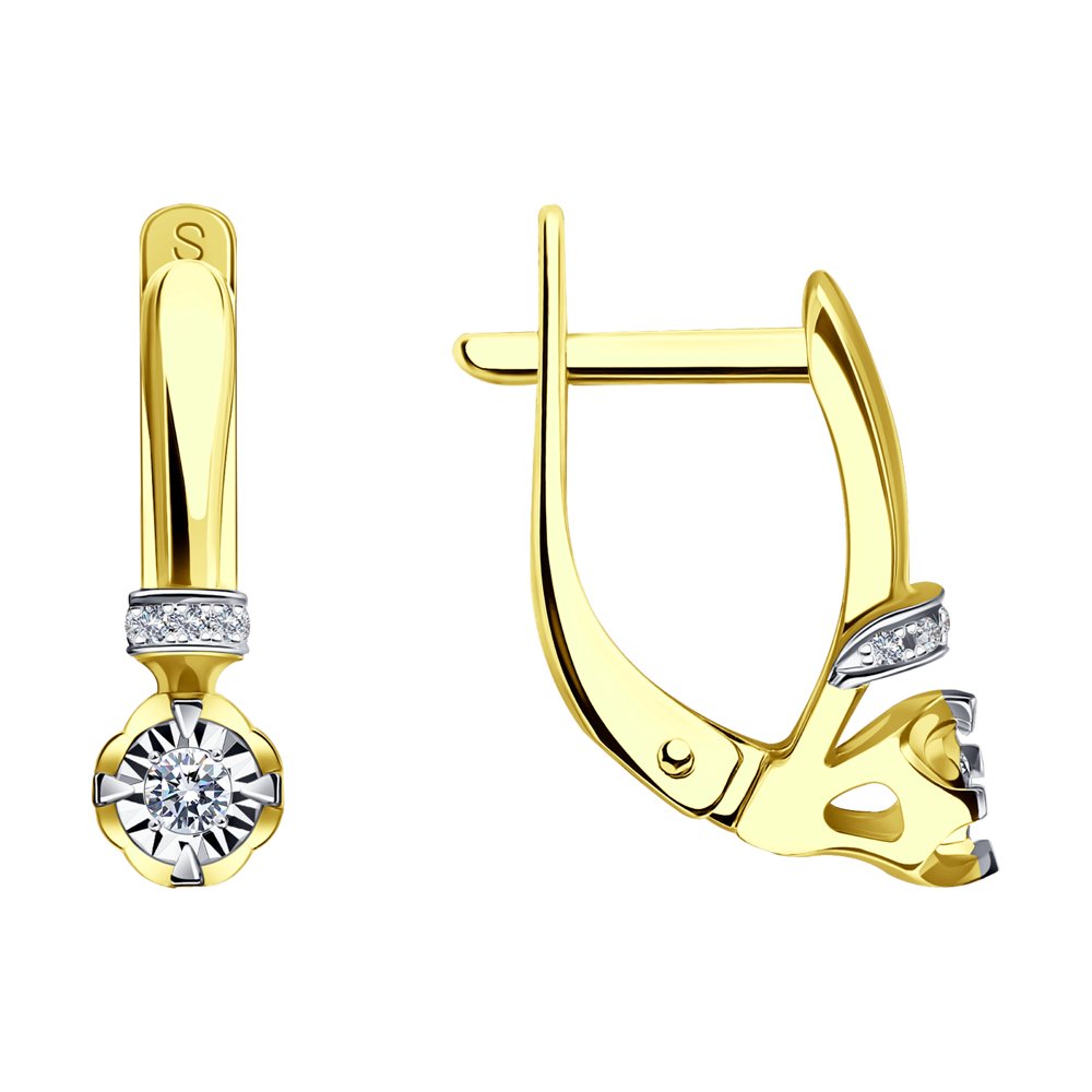 Cercei din Aur Galben 14K cu Diamante, articol 1020719-2, previzualizare foto 1