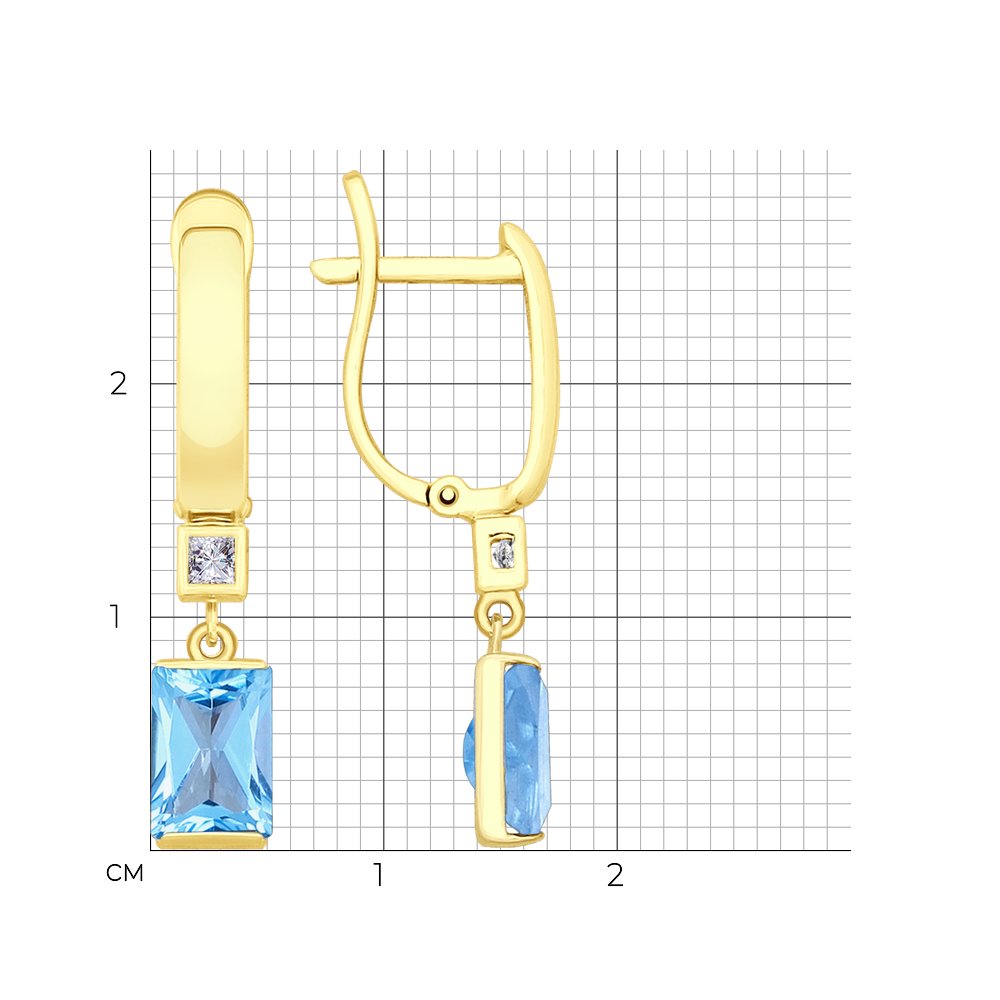 Cercei din Aur Galben 14K cu Topaz si Zirconiu Swarovski, articol 725345-2, previzualizare foto 2