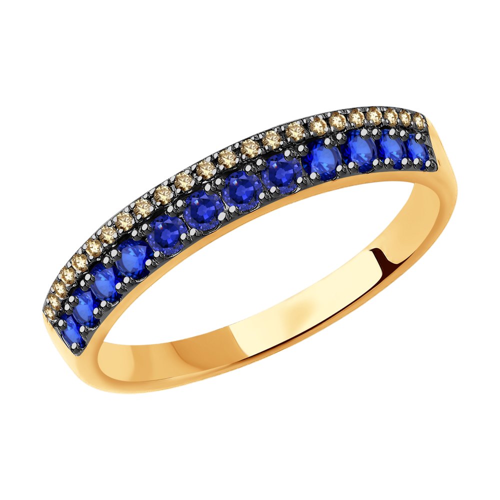 Inel din Aur Roz 14K cu Diamante si Safir , articol 2011064, previzualizare foto 1
