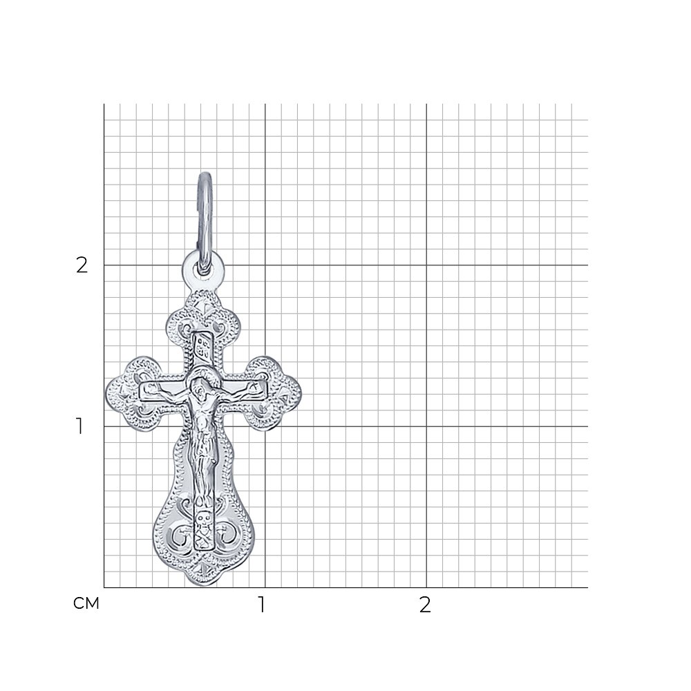 Pandantiv Cruce din Aur Alb 14K, articol 121143-3, previzualizare foto 2