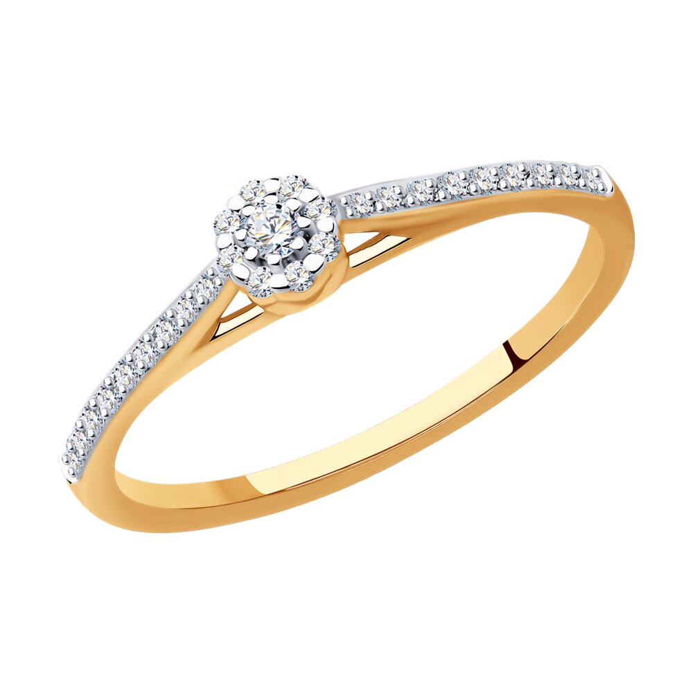 Inel din Aur Roz 14K cu Diamante, articol 1012346, previzualizare foto 1